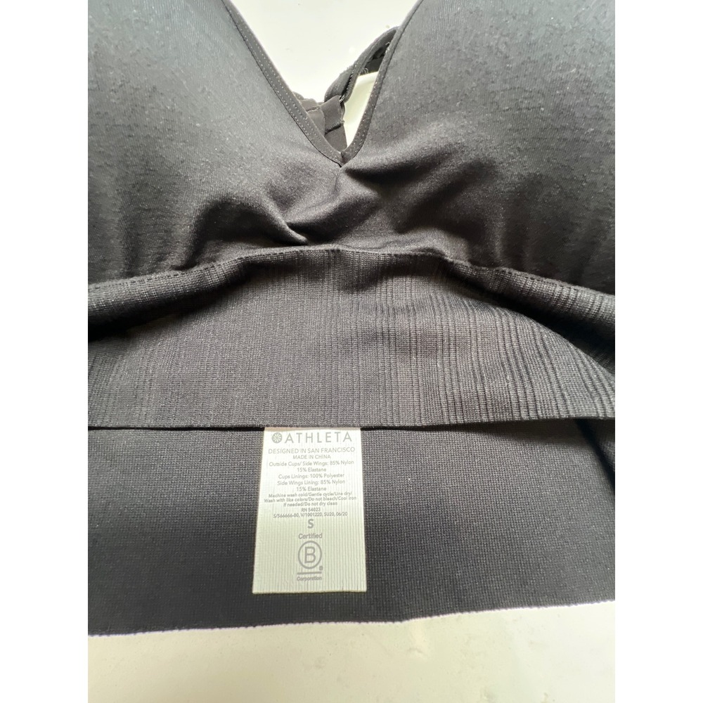 Athleta Longline Bra‎ Black Seamless Ribbed Adjustable Straps Small